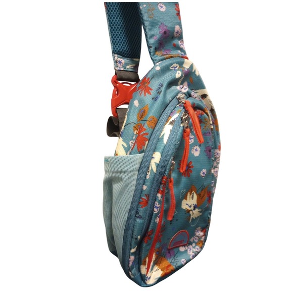 Vera Bradley Coleman Sling Bag Teal Floral Print Crossbody Backpack - Picture 4 of 7